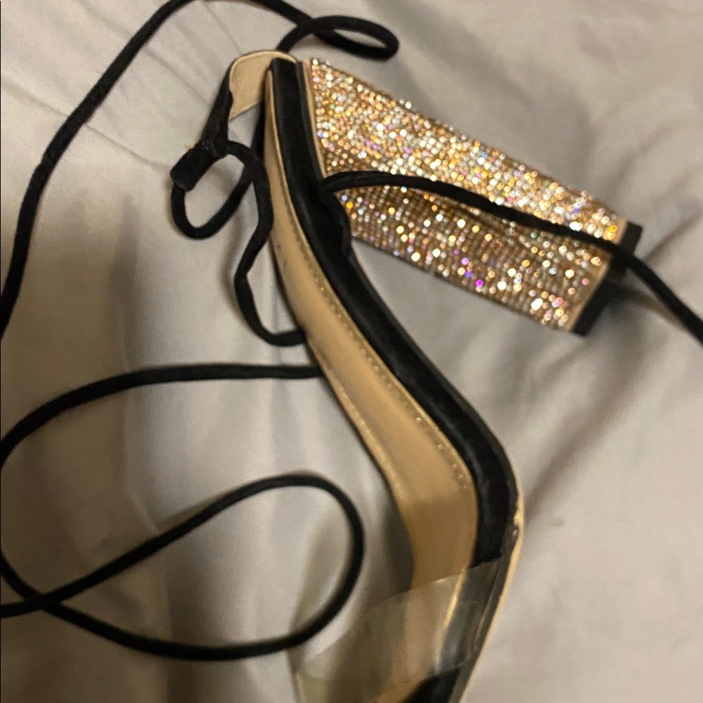 Sparkling Rhinestone Lace-Up Heels